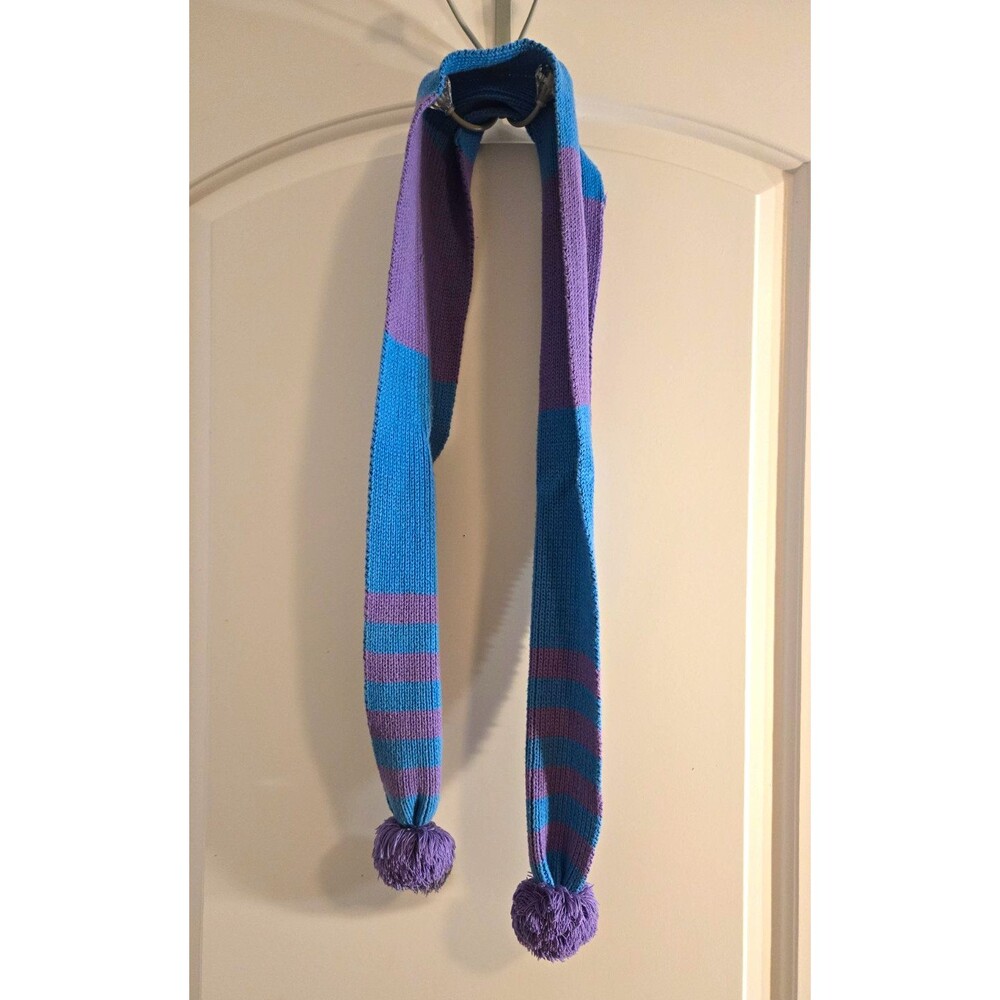 TCP The Children's Place Blue Purple Striped Knit Rectangle Scarf Pom-Pom Accent